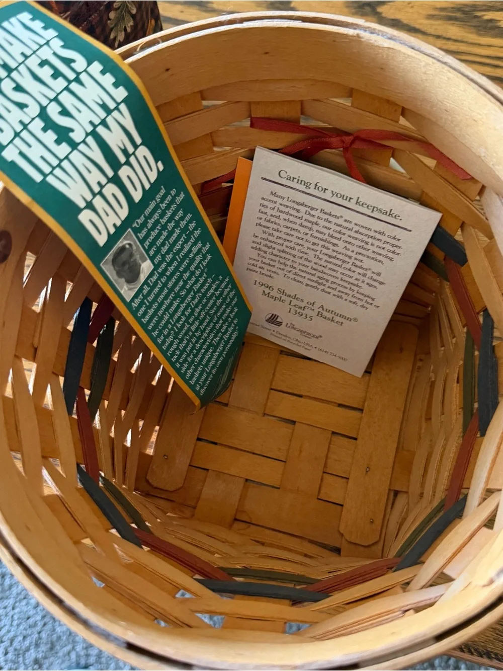 Longaberger 1996 Shades of Autumn Maple Leaf Basket